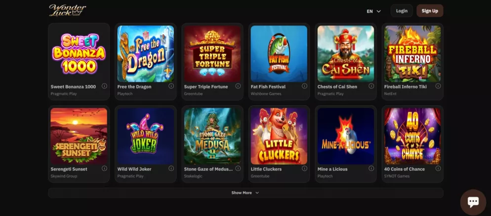 Wonderluck Casino Bonus Angebot mit Freispielen